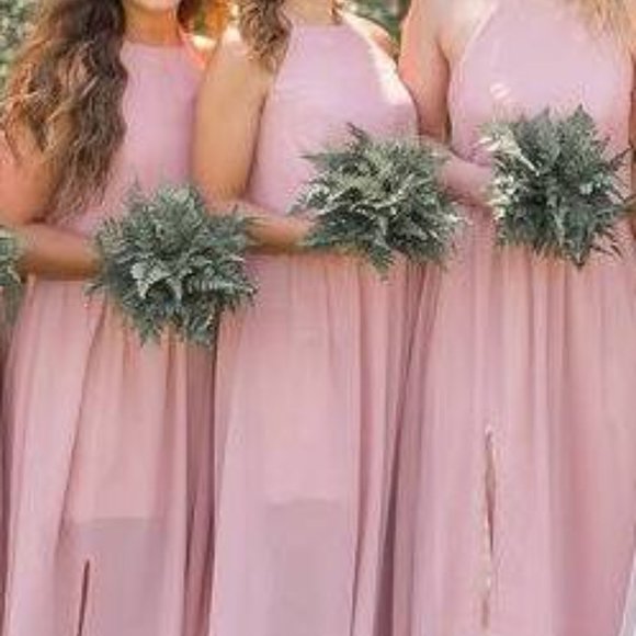 High Neck Chiffon Floor Length Gown - Picture 6 of 7